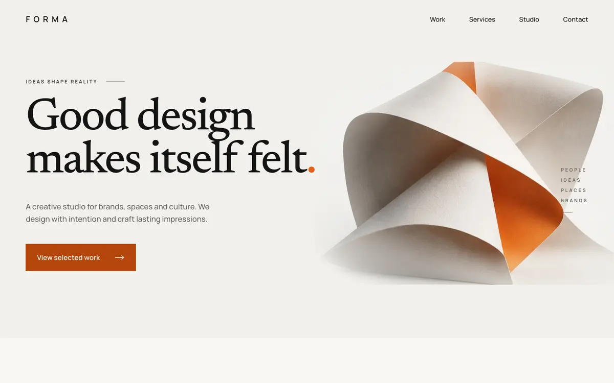 Forma home page on desktop