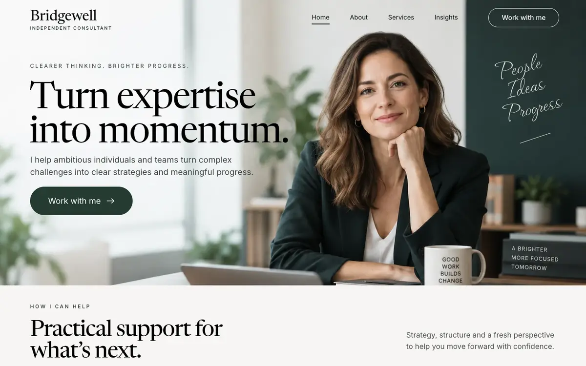 Independent Consultant home page on desktop