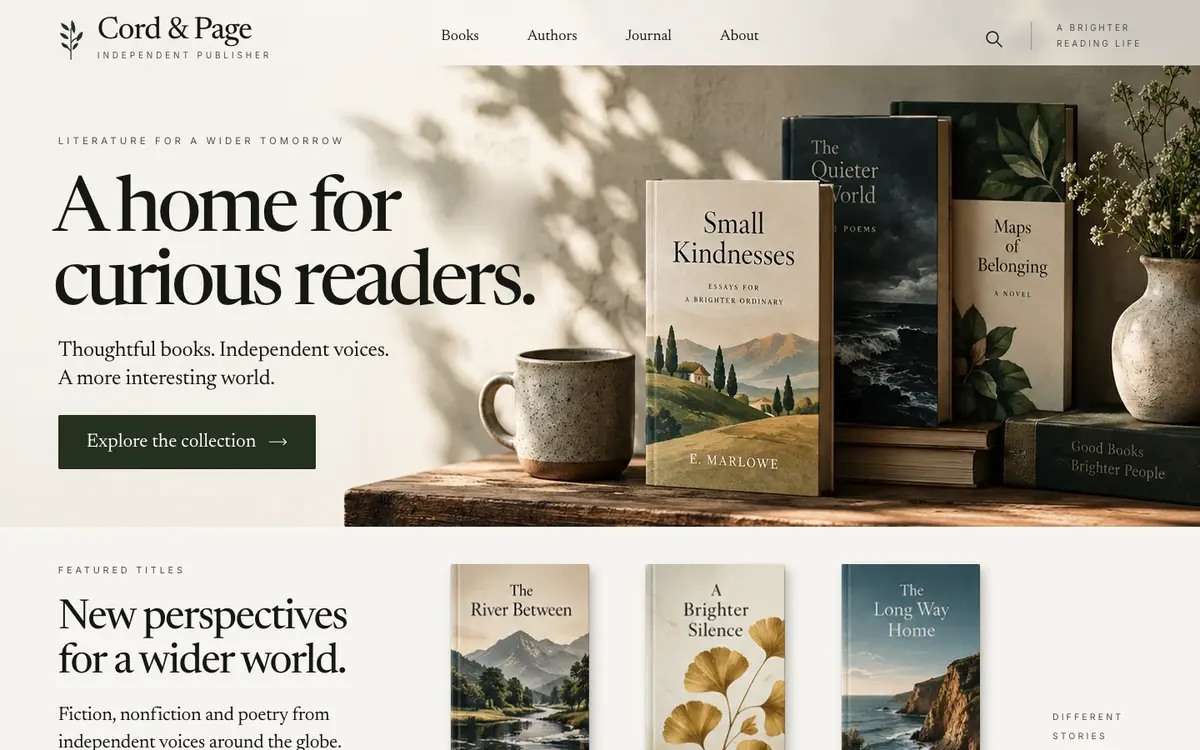 Independent Publisher home page on desktop