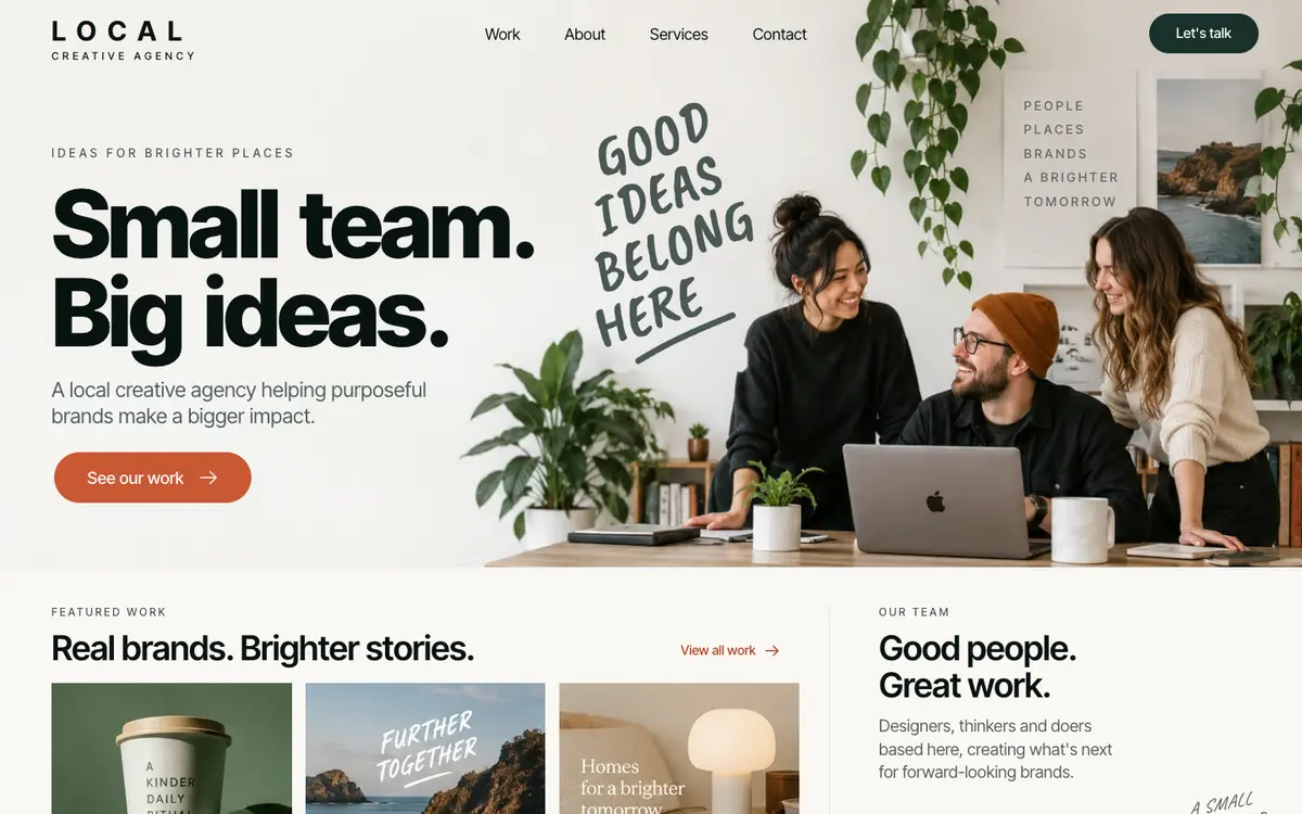 Local Creative Agency home page on desktop