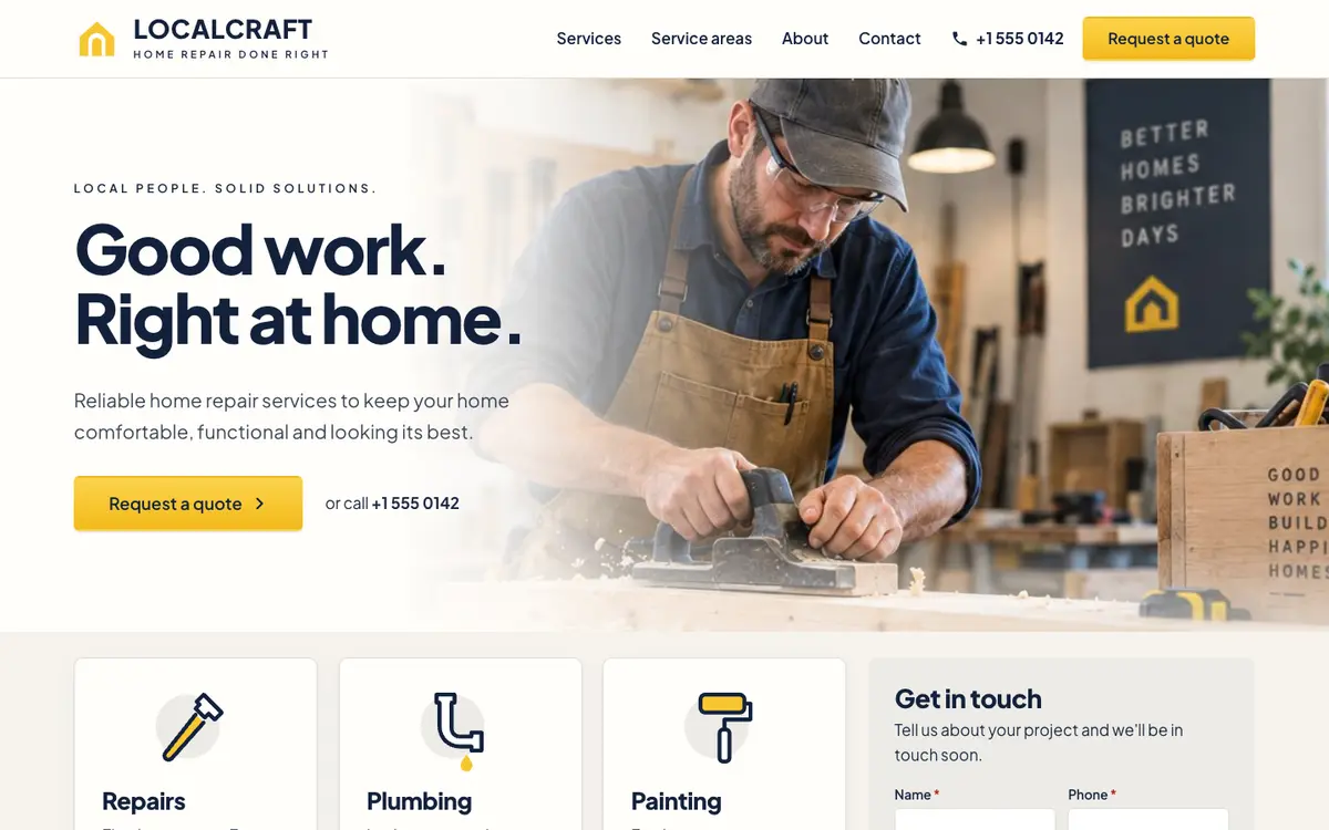 Localcraft home page on desktop