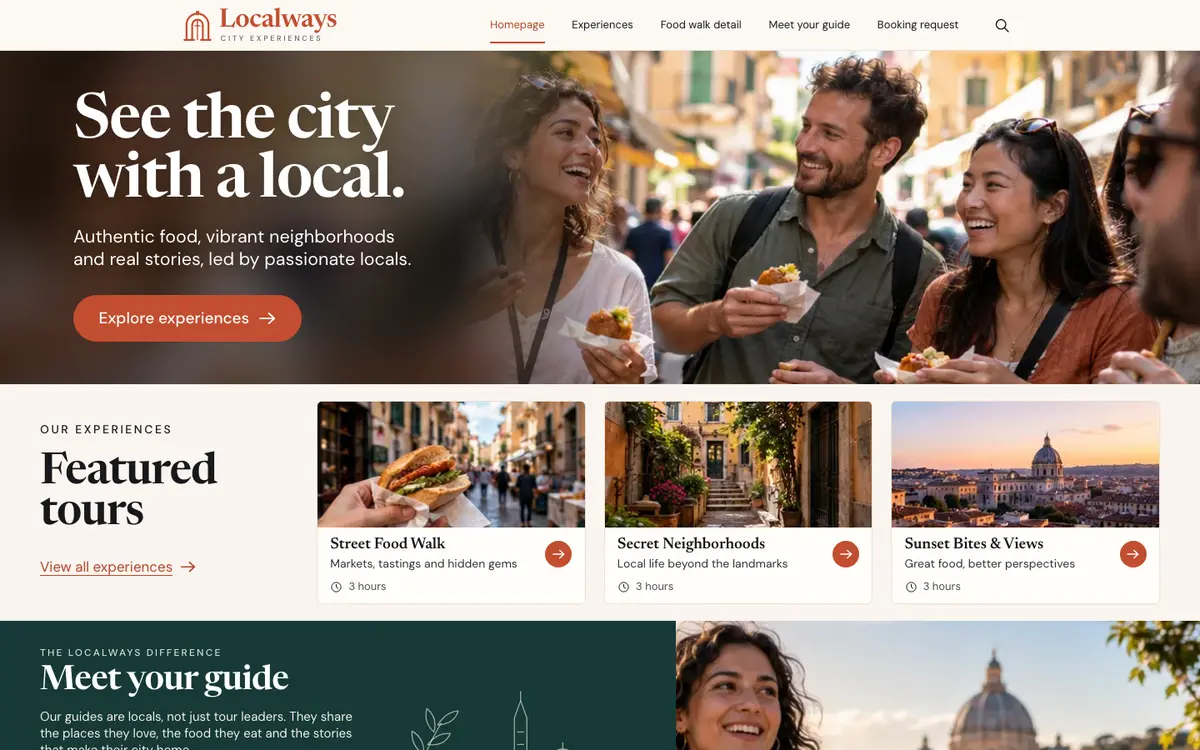 Localways home page on desktop