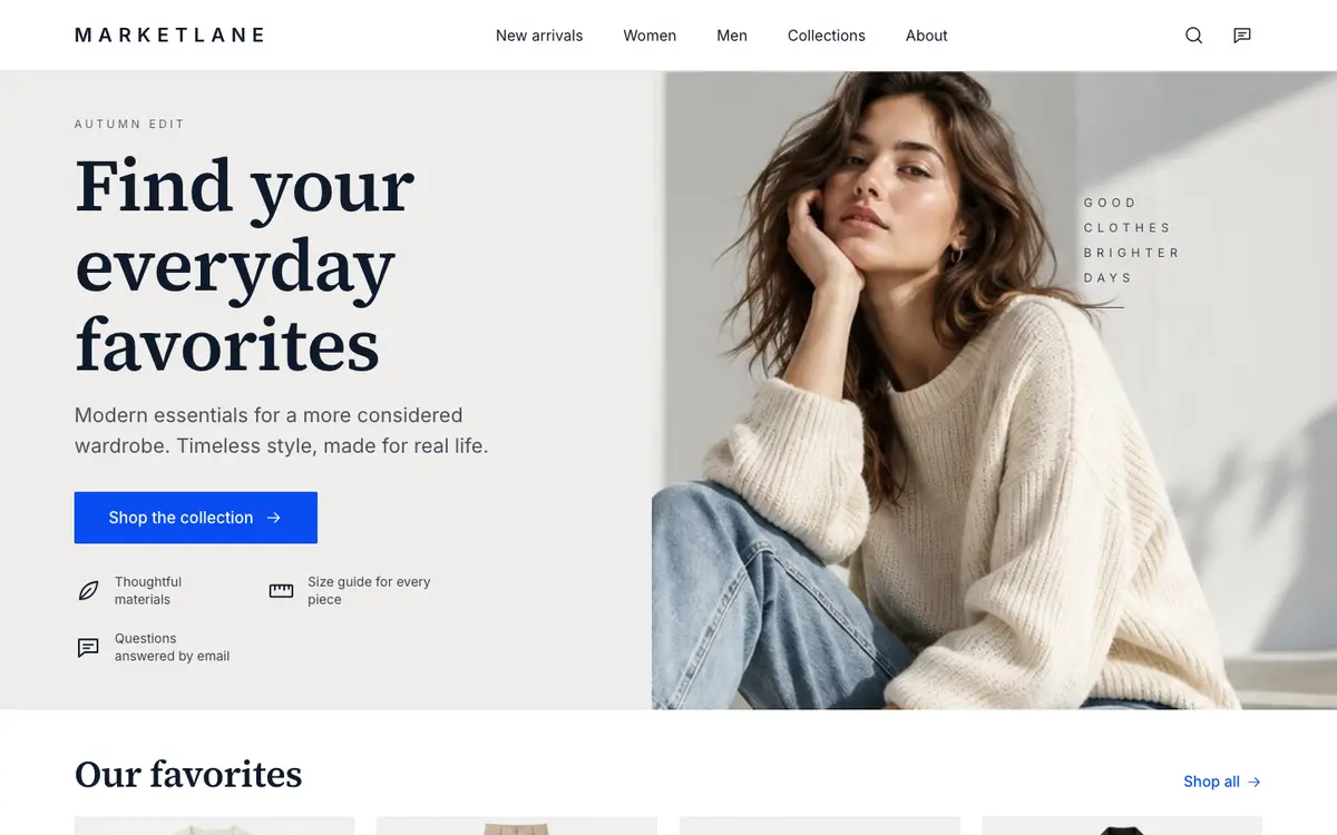 Marketlane home page on desktop