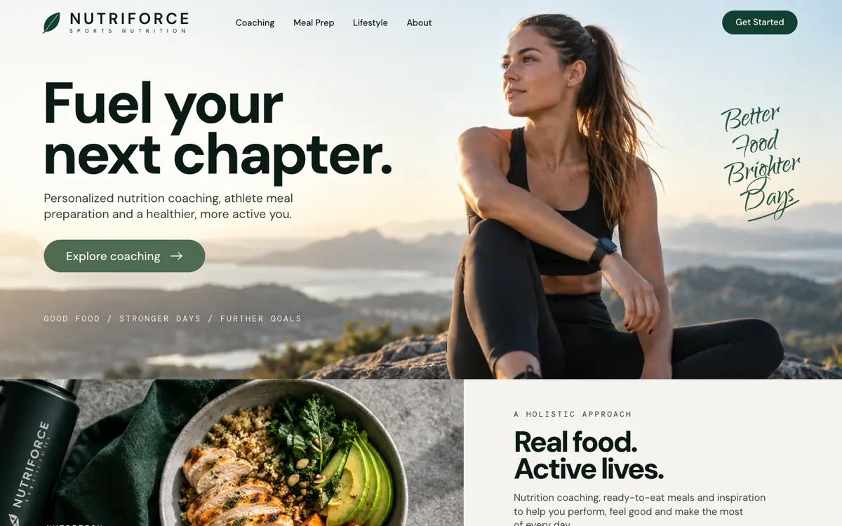 Sports Nutrition home page on desktop