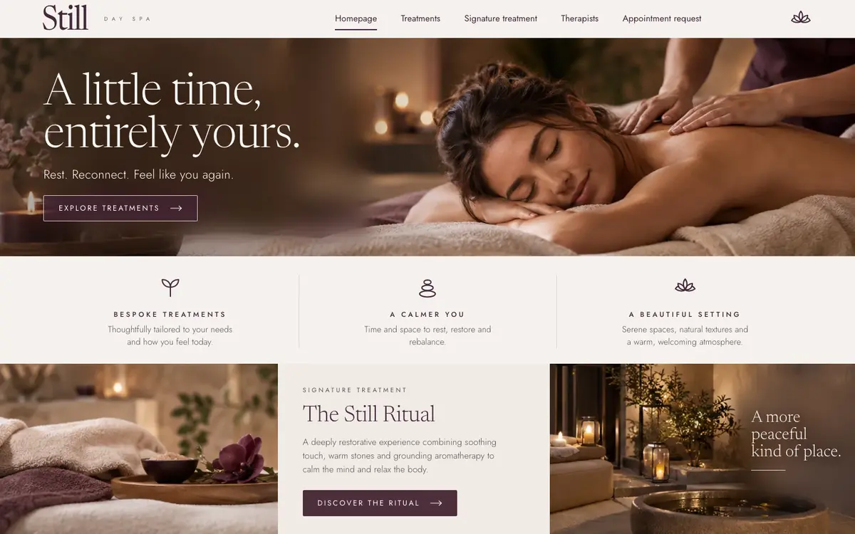 Still home page on desktop