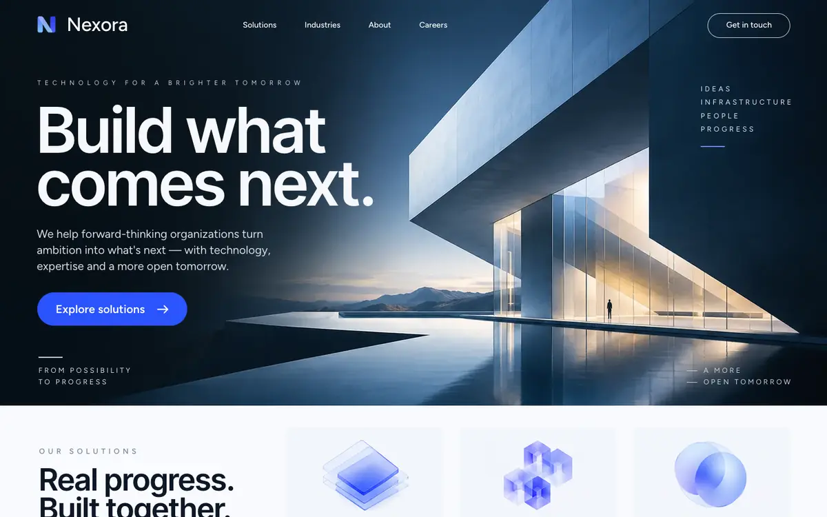 Technology Company home page on desktop