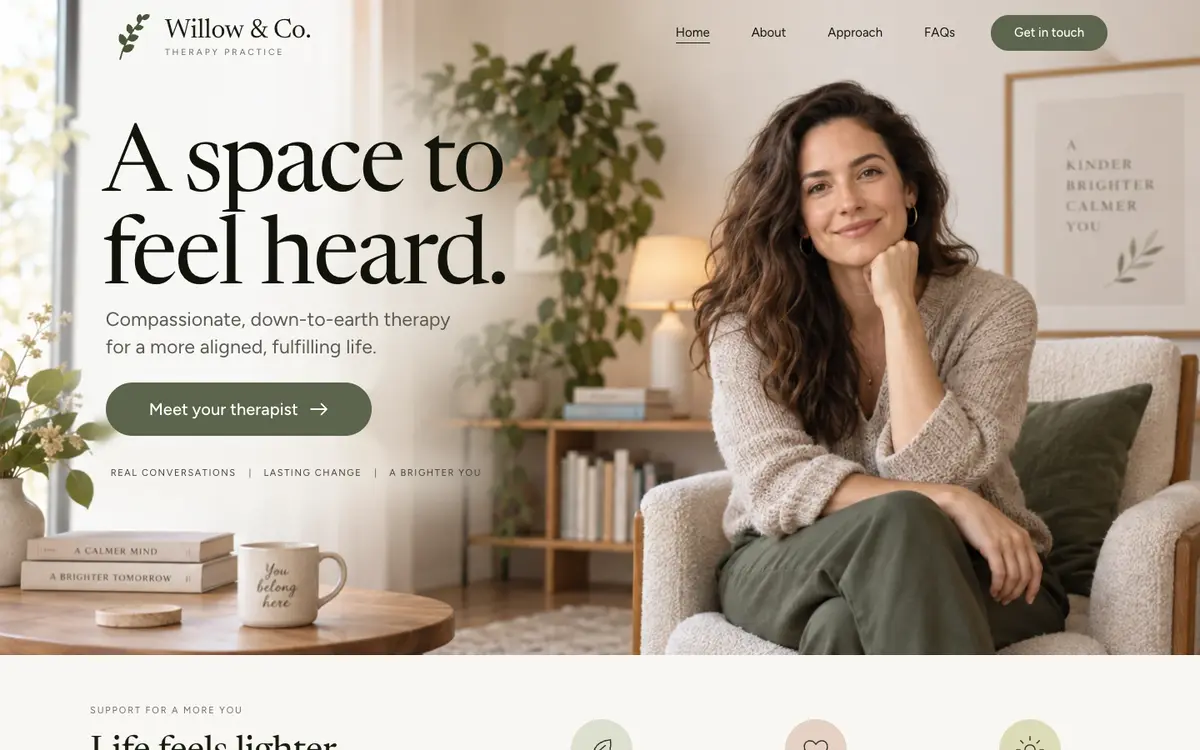 Therapy Practice home page on desktop