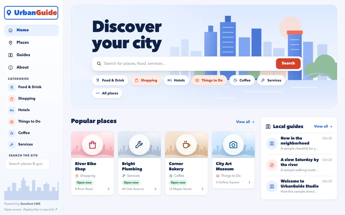 UrbanGuide home page on desktop